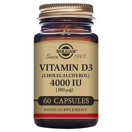 Solgar Vitamin D3 (Cholecalciferol) 4000IU 60 Vegetable Capsules